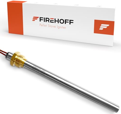 FIREHOFF Candela di accensione per stufa a pellet, 300 W, 140/150 mm, diametro 9,9 mm, filettatura 3/8 con capicorda - garanzia 1 anno (nuovo modello)