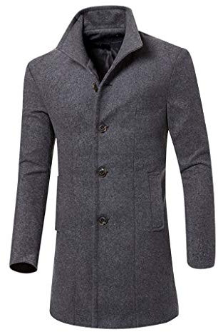 Fulidngzg Trench Uomo Corto Outerwear Colletto Risvolto Business Cappotto Monopetto Casual Elegante Soprabito Lavoro Giacca Invernale Lana Spolverino Sottile Slim Fit