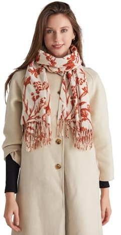 Txmout Schal für Damen, superweich, klassisch, Kaschmirschals, Pashmina-Schals und Wickeltücher für Abendkleider, Orange Weiß a, 26W X 75L inch