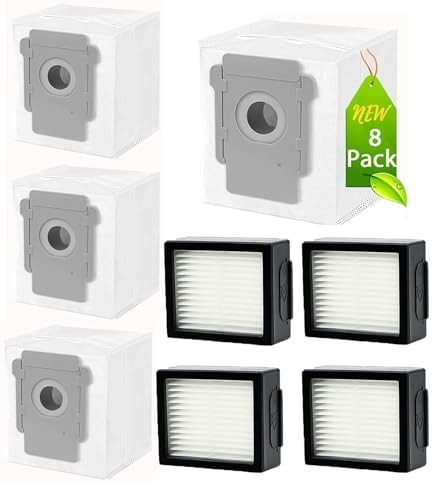 KGC Ersatzteile kompatibel mit iRobot Roomba i7 i7+ i7 plus s9 s9+ j7 j7+ + i8 i8+ i3 i3+ i4, Ersatz Zubehör für iRobot roomba ersatzteile Absaugstaion mit 4 Staubbeutel, 4 HEPA Filter
