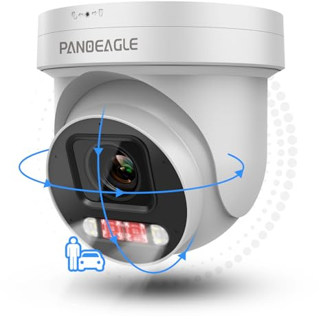 PANOEAGLE 4K AI Turret PTZ IP POE Camera,8MP PTZ Security Camera Outdoor,5X Optical Zoom 2.7~13.5mm Lens,2-Way Audio,Smart Human/Vehicle Detection,Spotlight Color Night Vision,SD(512GB),IP67