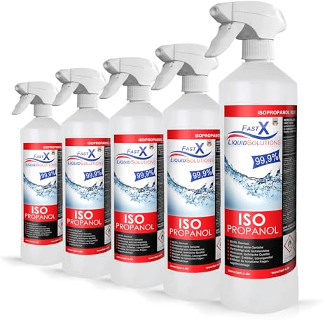 Isopropanol 99,9% Reiniger in Sprühflasche – 5x1 Liter | Hochprozentiger IPA Reinigungsalkohol für Haushalt & Elektronik | Made in Germany (Spray 5x1 Liter)