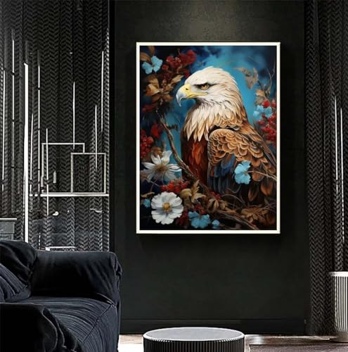 Diamond Painting Adler Diamant Painting Bilder Kinder Tier Diamond Art DIY Set Erwachsene Full Drill Diamond Painting Zubehör, 5D Diamant Malerei Mosaic Stickerei Kits Home Wand Decor 77x105 cm R515