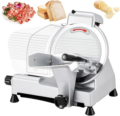Cortador de carne comercial, cortador de alimentos con bandeja de alimentos, cortador de carne ajustable, cortador de alimentos plegable portátil con cuchillas de acero inoxidable