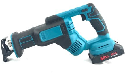 Scie Sabre Sans Fil 18V, Vitesses Réglables 0-3000SPM, Scie à Guichet Légère Sans Fil, 4 lames, Idéal pour Coupe de Bois, Branches, Métal (Avec batterie)