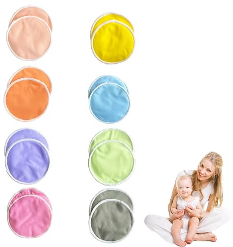 PackBio Natürliche Bio-Bambus Stilleinlagen,Wiederverwendbar Stilleinlagen,Waschbare Hautfreundlich Pads,Auslaufsicher,Hypoallergisch,Saugfähig&Ultraweich16 Stück (Größe L 12 cm)