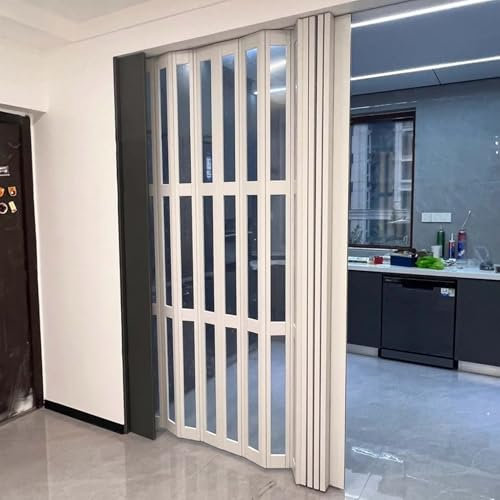 Falttüren Innentüren PVC-Falttüren mit Klarem Acryl, Innenfalttür für Türöffnungen in Küche, Bad und Waschküche, Schiebe-Falttür, Temporäre Tür, Austauschbar(43x80in (109x203cm))
