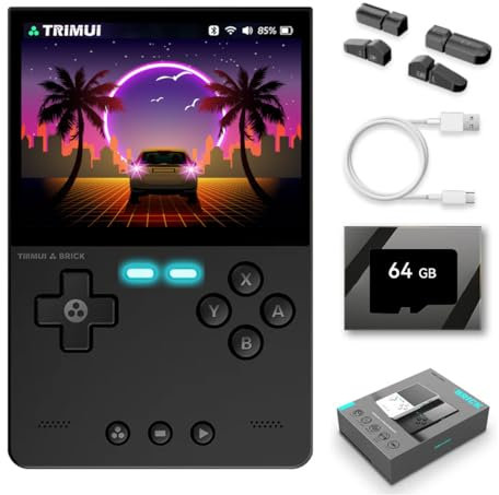 Meiurlex TRIMUI Brick Console de jeu portable avec carte TF 64 G, écran IPS de 3,2 pouces, Linux Allwinner A133P rétro Arcade jeu vidéo, émulateur, cadeau, jouet pour enfants et adultes