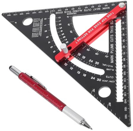 Escuadra de Carpintería Ajustable de 7 Pulgadas, Aluminio Rojo