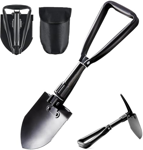 Folding Camping Shovel Mini Portable Survival Shovel High Carbon Steel Tactical Shovel for Outdoor, Hiking, Gardening, Digging