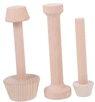 DECHOUS Wood Egg Tart Molds 3pcs Set Double-Side Tart Tamper Medium and Small Muffin Tartlet Mold DIY Baking Tool for Pastry and Dessert Making