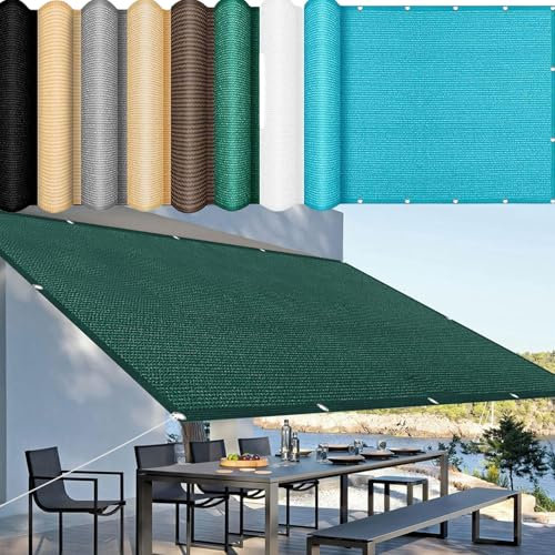 Voile D'Ombrage Rectangulaire Hdpe 280 x 420 cm Aux UV 98% Couvert Végétal Toile Pergola avec Oeillets Et Cordons pour Patio, Jardin, Terrasse, Extérieur, Vert Foncé