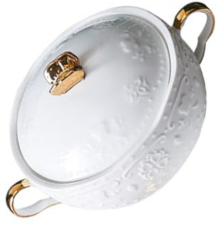 Homoyoyo Juego De Soperas De Porcelana Blanca Con Tapa - Elegantes Soperas Para Sopa y Ensaladas - Ideal Para Servir En Comidas Especiales Cerámica De Juego De 2 Piezas