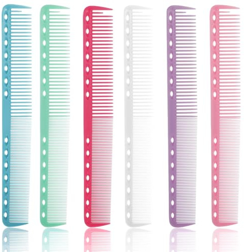 6 pettini da taglio per parrucchieri in carbonio, pettine da taglio fine per parrucchieri, essenziali per lo styling antistatico e resistente al calore, pettine a denti fini multiuso professionali per