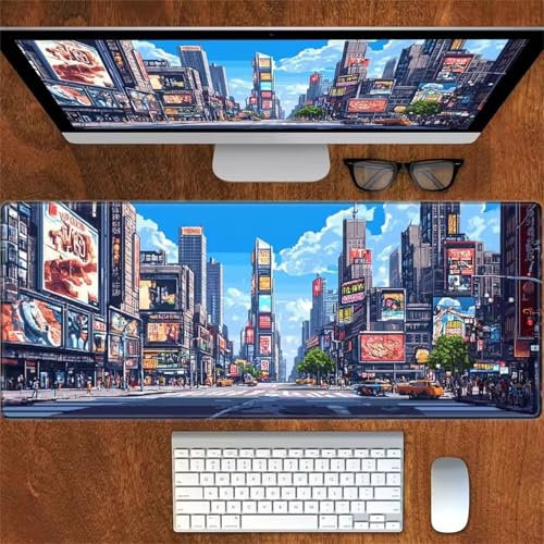 Alfombrilla Ratón XXL, 1500x800x3mm Alfombrilla de Ratón Gaming, Grande Mouse Pad con Bordes Cosidos, Alfombrilla Escritorio Grande, Mejora la precisión y la Velocidad (Calles de la Ciudad)