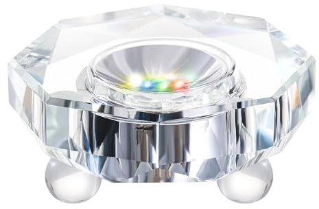 Kristall-Displayständer mit LED-Beleuchtung in verschiedenen Farben. 3D-Glaskristallkunst, farbwechselnder Mini-LED-Beleuchtungsständer für die Dekoration von Feiertagen und Partys. (Achteckig flach)
