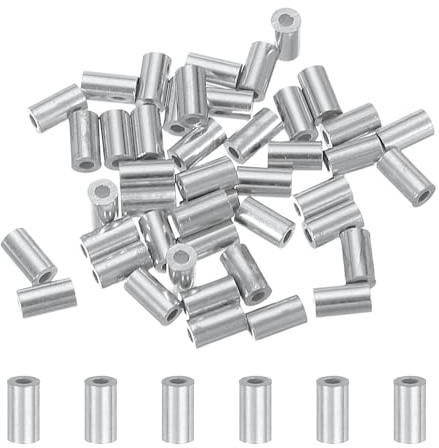 sourcing map 50 manicotti a crimpare in alluminio, ghiera rotonda da 1 mm, per crimpare cavi M1 per cavi metallici e cavi, morsetti estremità della corda