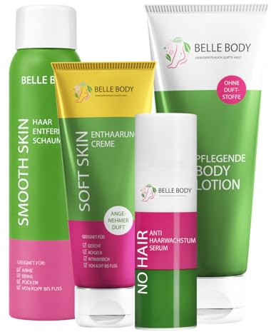Belle Body Probier-Set zur Haarentfernung – Glatte Haut wie nie zuvor - Schmerzfrei, vegan & langanhaltend - Für Gesicht, Achseln, Intimbereich & Körper - Inkl. pflegender Wirkstoffe