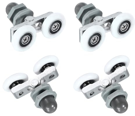 QUARKZMAN Douche Porte Roulettes Roulettes, 25mm Diamètre Salle Bain Verre Douche Porte Remplacement Pièces Coulissante Roulette pour Salle Bain Verre Portes, (Gris, Paquet de 4)