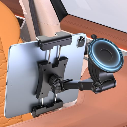 OHLPRO Support Tablette Voiture Pare-Brise Tableau de Bord Porte Tablette Voiture Support iPad Télescopique avec Métallique Clip+Ventouse Lavable, Universel Compatible avec 5-13 iPad Telephone