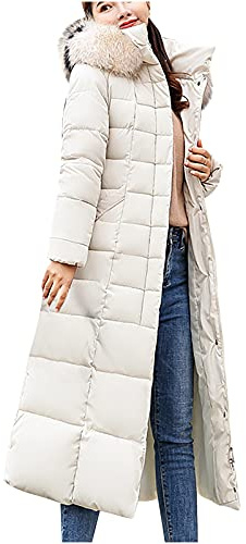 Wyongtao Manteau Femme Hiver Chic Et Chaud Doudoune Chaud Parka Long Veste Duvet En Coton Avec Ceinture Blouson À Capuche En Fausse Fourrure Trenche Coat Grande Taille Doudoune Manteaux Femme Épais