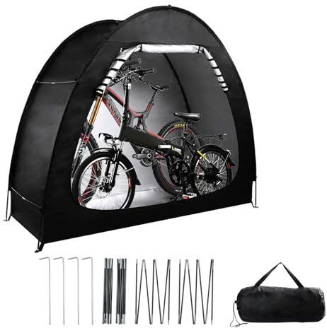 Bike Storage Tent,Bike Tent Shed for 2-3 Bikes,210D Oxford Waterproof Bike Shelter,Bike Cover for Outside Storage,Outdoor Bike Storage with Ventilation Window for Motorcycle,Wheelchair,Garden Tool (L)