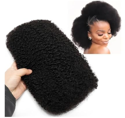 Sans nœuds Mèches de cheveux humains en vrac for tresses afro, crépues et bouclées, 50 g, Remy doublement tirés, bohèmes(14inches)