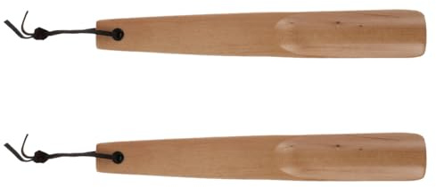 FOMIYES Wooden Shoehorn 2pcs Shoe Lifter Tool with Leather Loop 26cm Natural Wood Portable Shoe-wearing Shoehorn for Home and Travel