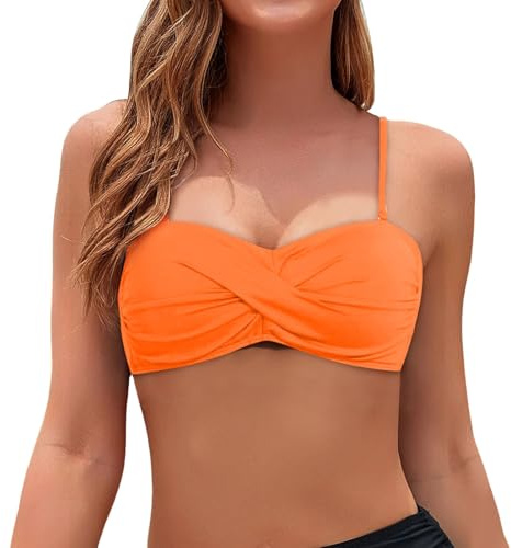 Top de Bikini para Mujer Bandeau Parte Superior de Bikini con Finos Ajustables Top de Bikini Bandeau para Mujer Bikinis Mujer Push Up con Tirantes Desmontables DE Playa