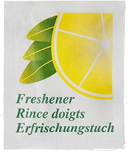 Lot de 5000 lingettes rince doigt citron - Nettoyant main pour repas , fruit de mer , poisson et toute odeur - 15 x 13 cm