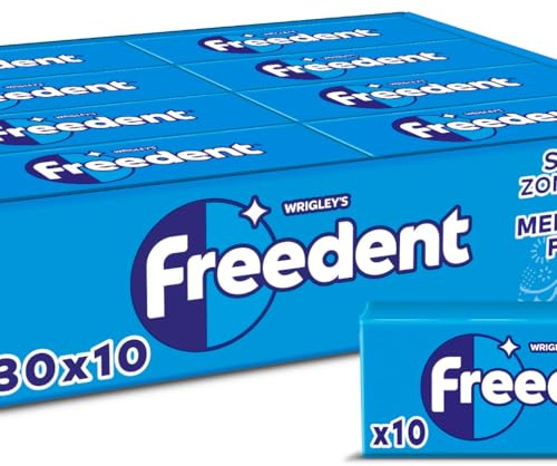 FREEDENT - Chewing Gum Sans Sucre - Goût Menthe Givrée - 30 Paquets de 10 Dragées - Grand Format 300 Dragées - 420g