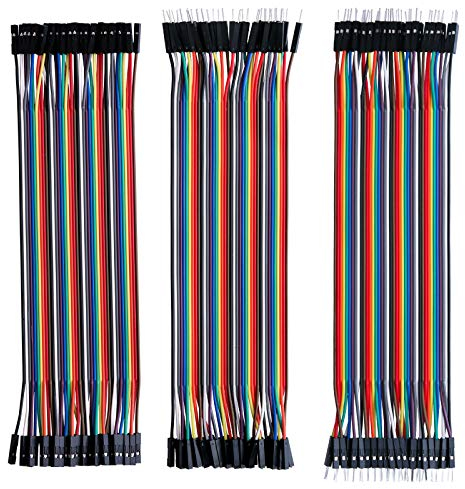 Elegoo 120 st Flerfärgad Duplex Kabel Varje 40 Stift Hane till Hona, Hane till Hane, Hona till Hona Breadboard Jumper Trådar Bandkablar Kit för Arduino