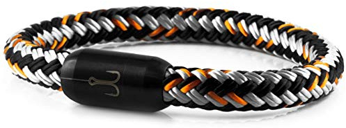 Fischers Fritze Armband Segeltau Torpedomakrele schwarz grau orange - Handgemacht im Geschenkkarton I Maritim & Wasserfest
