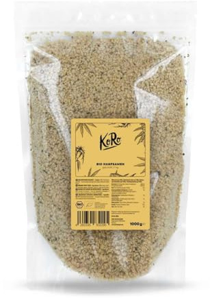 KoRo - Graines de chanvre bio décortiquées 1 kg - Sans additifs, colorants et arômes