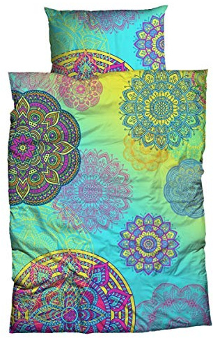 sister s Renforcé-Bettwäsche Eivissa absolut hip Mandalas und Ornamente gute Laune Farben hautfreundliche Baumwoll-Qalität 135x200 cm + 80x80 cm blau