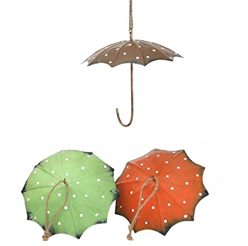 Dio Porte-boules de graisse parapluie en métal 3 couleurs vert orange marron avec pois blancs Prix pour 3 pièces