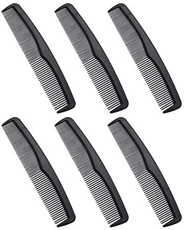 Shapenty 7 Inch Classic Black Plastic Hair Comb Pocket Men’s Beard Mustache Comb Bulk for Hairdressing Grooming and Styling, 6PCS