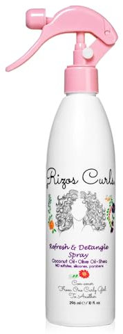 Rizos Curls Refresh & Detangle Spray To Hydrate Curly Hair, Silicone And Paraben Free, 296ml