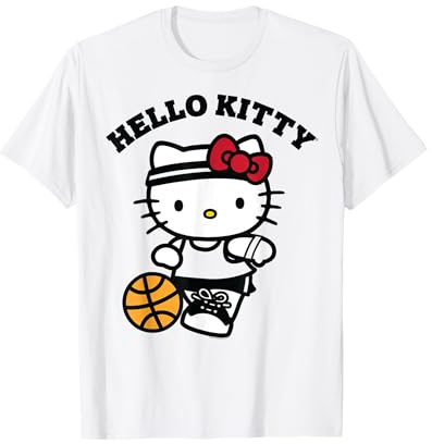 Sanrio Hello Kitty Basketball Bounce T-Shirt für Mädchen, Weiß, S