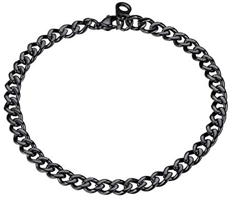 FindChic Negra Pulsera de Acero inoxidable Hombre 21cm largo 5mm ancho