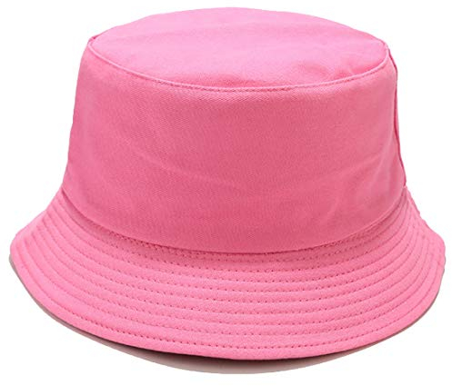 Yixda Classic Sonnenhut Fischerhut Reversibel UV Schutz Sommermütze Eimer Hut (Hot Pink)