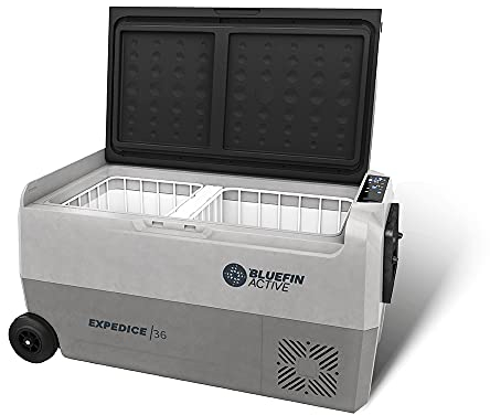 Bluefin Active Expedice 36L | Mini frigo de voyage | Refroidissement et congélation | Charge écoénergétique | Deux compartiments de rangement | Contrôle via application pour smartphone | Écran LCD