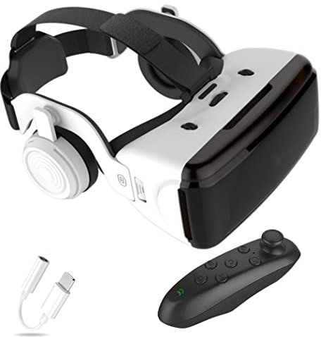JYMYGS Gafas de Realidad Virtual, 3D VR Gafas con Controlador Bluetooth para Juegos Visión Panorámico VR Glasses para iPhone 13 Pro Max/13 Pro/13/12/11, para Samsung Galaxy S21, Huawei, Xiaomi