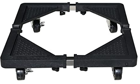 Multifunktionaler Möbelroller variabel verstellbar - Transportroller für Haushaltsgeräte wie Trockner Waschmaschine Kühlschrank etc. 4 Vollgummi Rollen mit Feststellbremse mobiles Untergestell P-4431