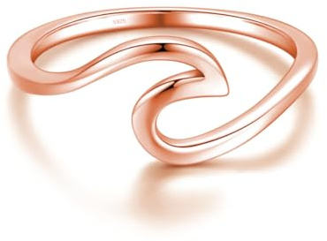 WAVE Ring aus 925 Sterling Silber | Damenring Nickelfrei & Anlaufgeschützt mit Welle | Ringe Minimalistisch Meereswelle Schmal Wellenring