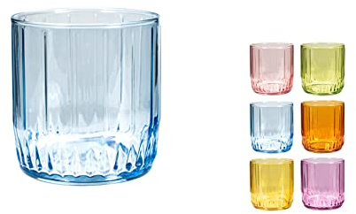 PASABAHCE Leia Set 6 Bicchieri in Vetro, Colori Assortiti 26cl