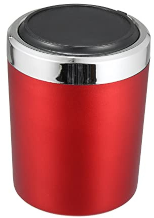 X AUTOHAUX Car Ashtray Trash Can Cigarette Cylinder with LED Light Plastic Red