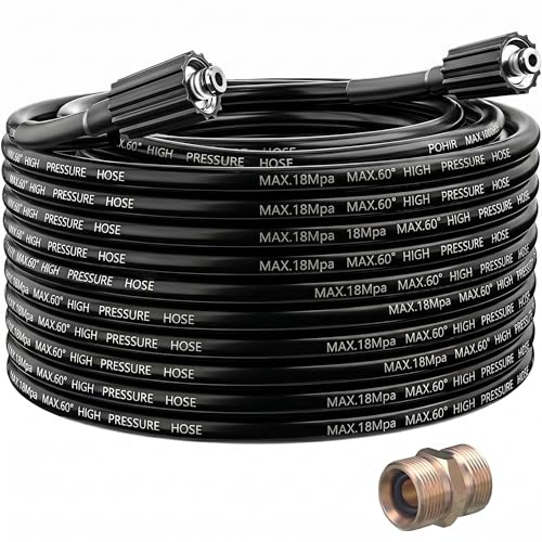 YUET 15M 50ft High Pressure Washer Hose, 2610 PSI Universal Extension Hose Replacement Hose for Kärcher, for Nilfisk, Petrol Washer with M22x14mm Thread Extension Plug, Double External Thread Coupling