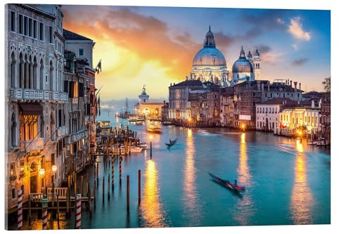Posterlounge Canal Grande bei Sonnenuntergang in Venedig, Italien Acrylglasbild von Jan Christopher Becke 90 x 60 cm Wandbilder Wanddeko