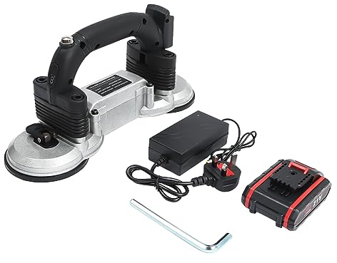 Tile Vibrator Leveling Machine 28000RPM 220V Double Suction Cup Tile Vibrator 6 Gears Speed Adjustable Handheld Tile Butt Leveller with Battery 21V 10000mAh